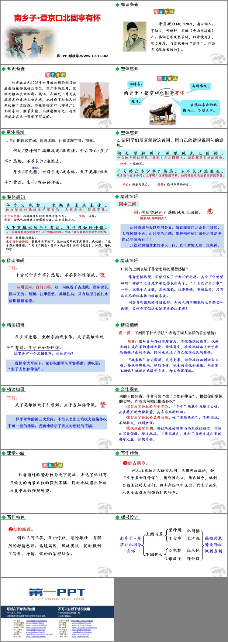 《南乡子·登京口北固亭有怀》PPT精品教学课件