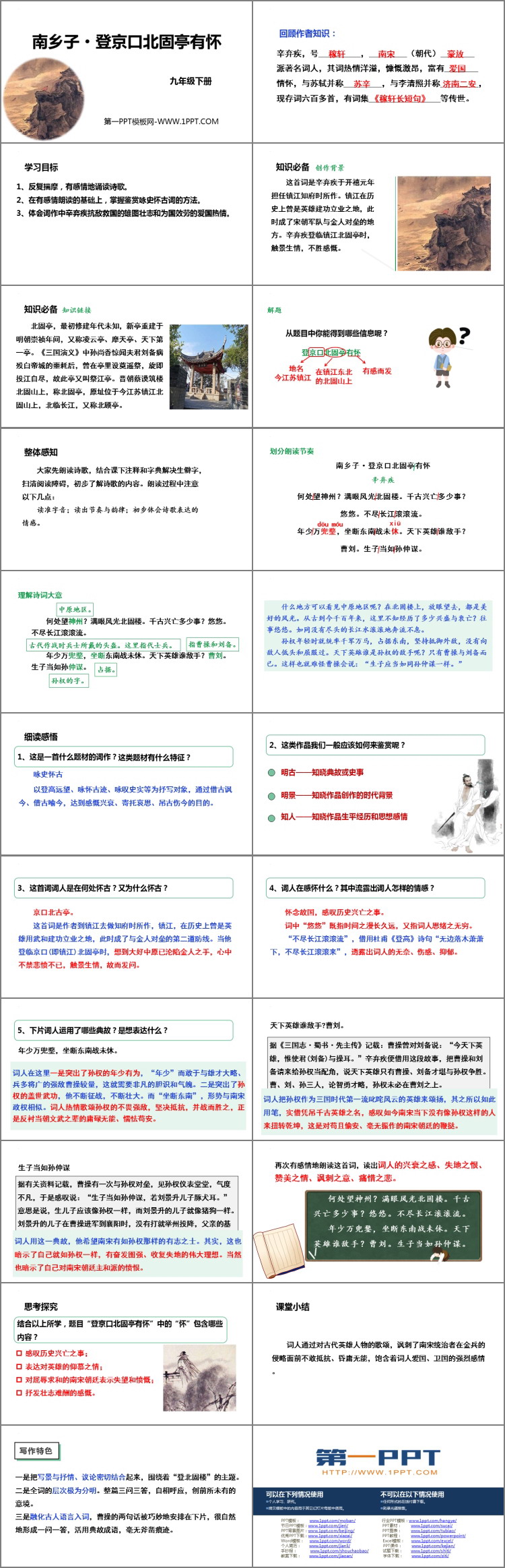 《南乡子·登京口北固亭有怀》PPT优质教学课件