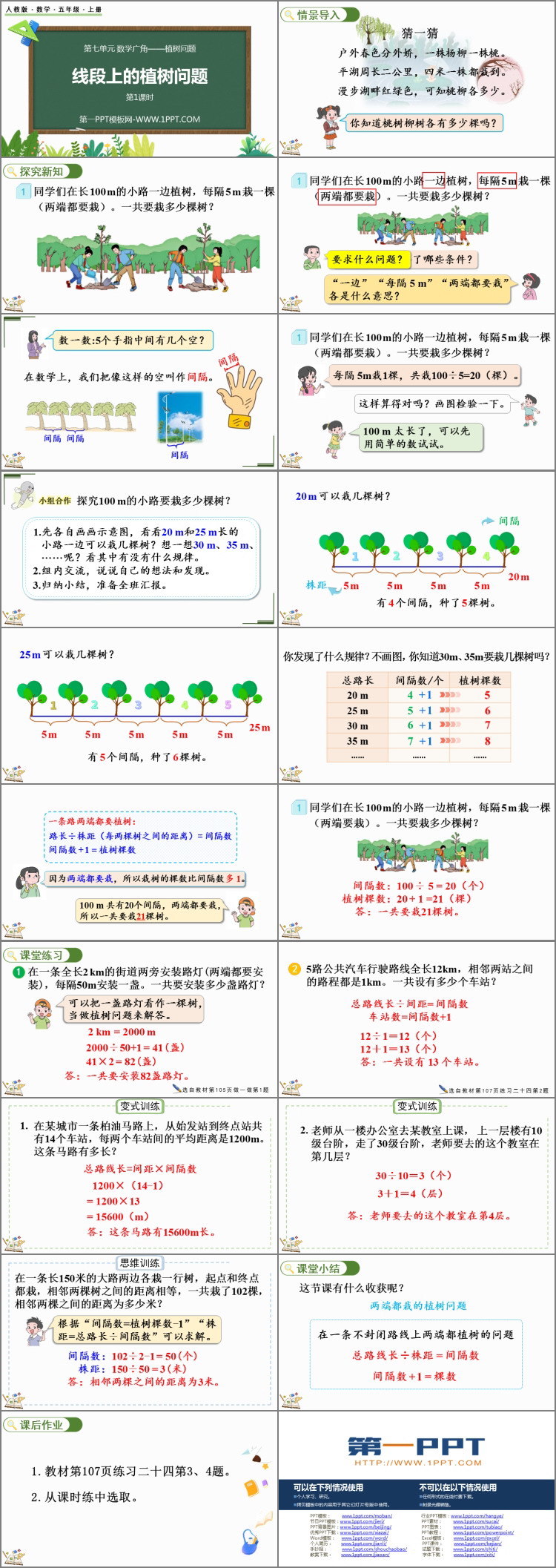 《线段上的植树问题》数学广角PPT课件(第1课时)