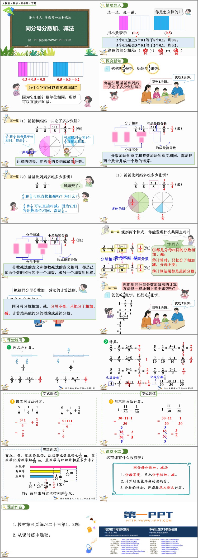 《同分母分数加、减法》分数的加法和减法PPT优秀课件