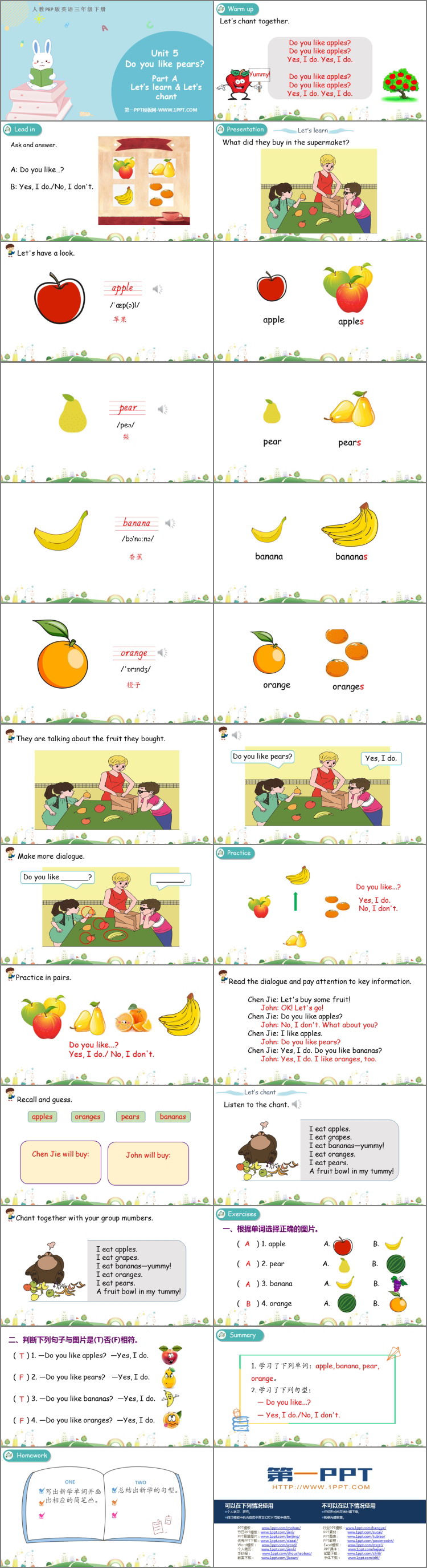 《Do you like pears?》Part A PPT免费课件(第2课时)