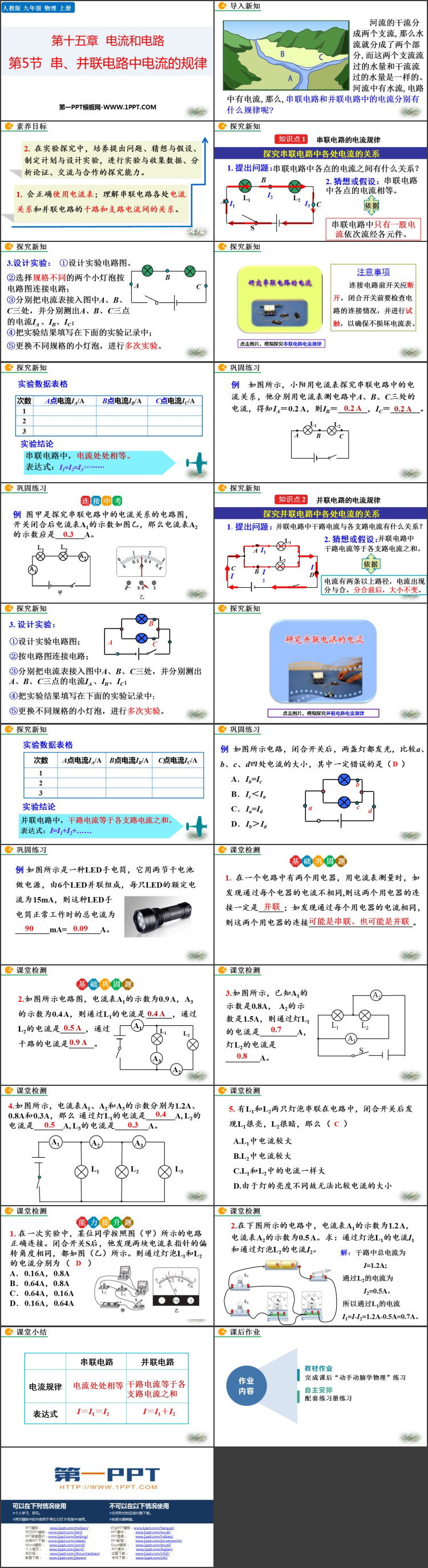 《串、并联电路电流的规律》电流和电路PPT免费课件下载