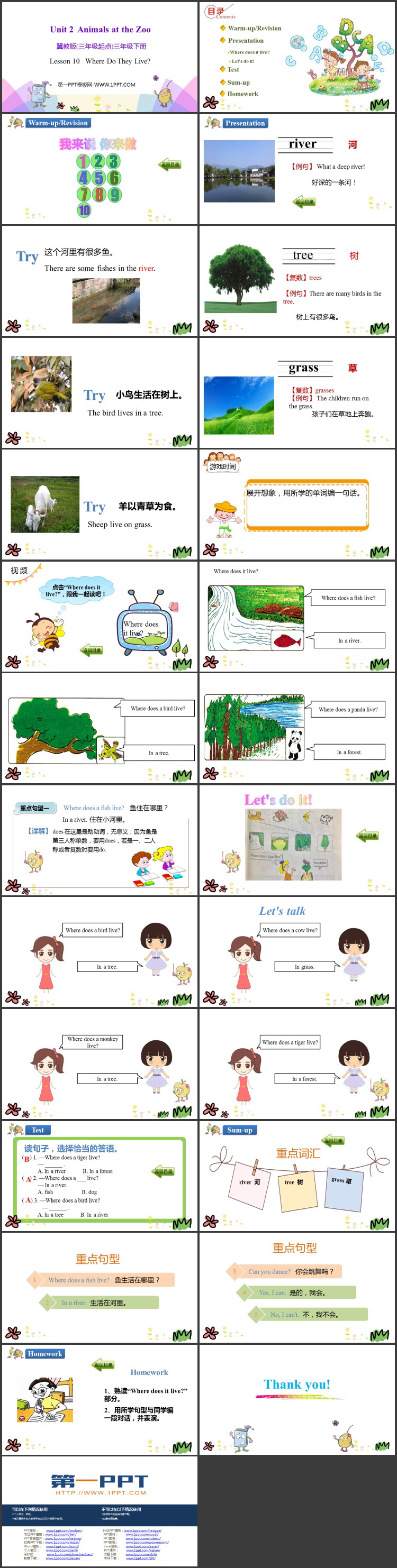 《Where Do They Live?》Animals at the zoo PPT教学课件
