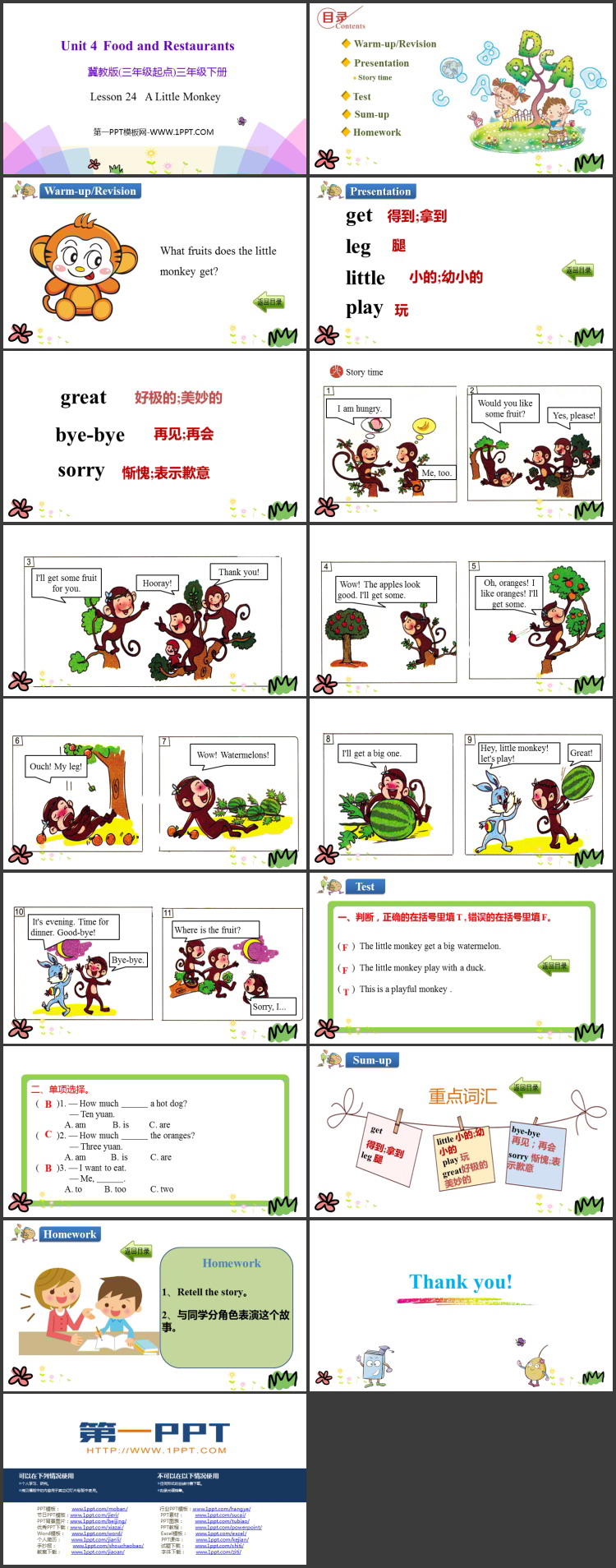 《A little monkey》Food and Restaurants PPT课件