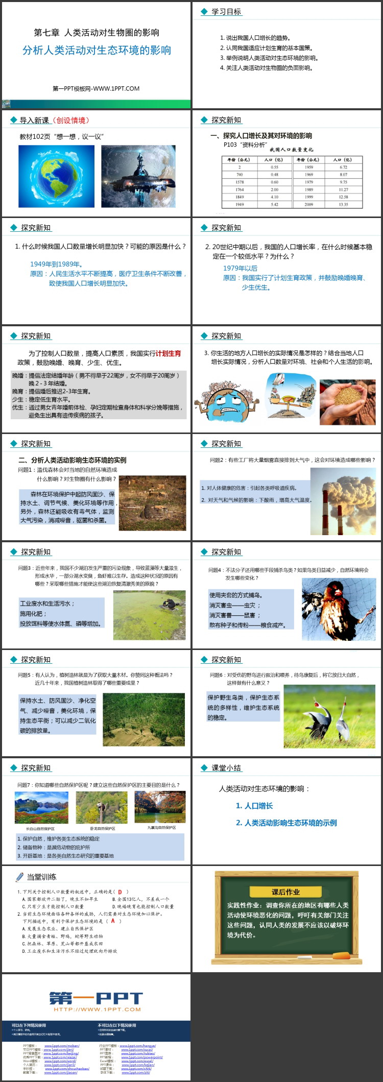 《分析人类活动对生态环境的影响》PPT免费课件下载