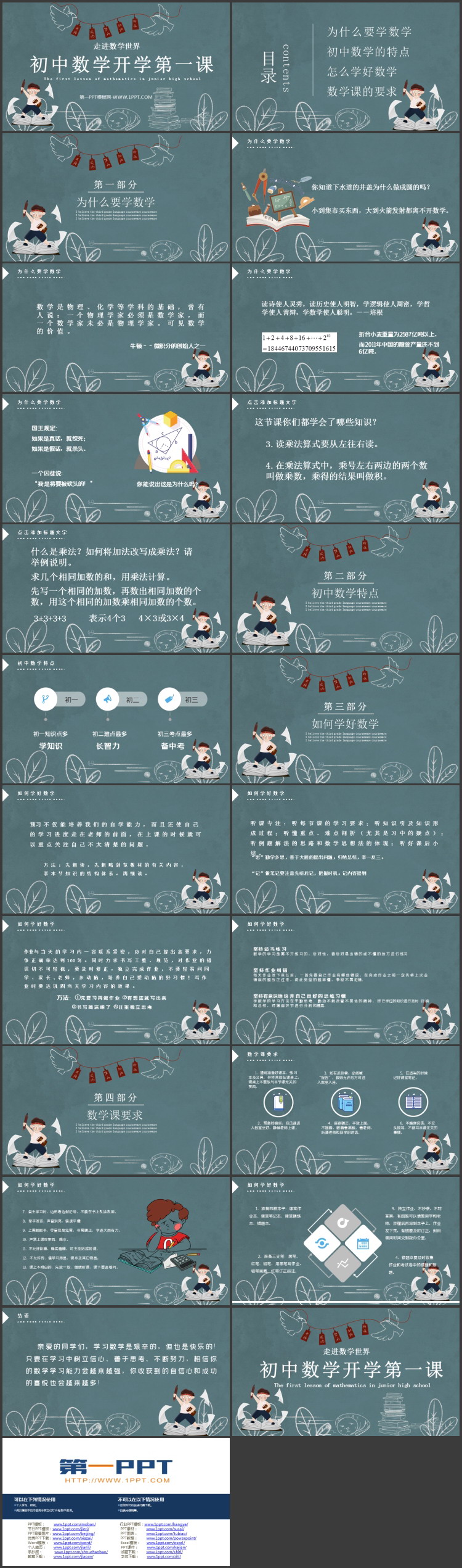 《初中数学开学第一课》PPT免费班会课件下载