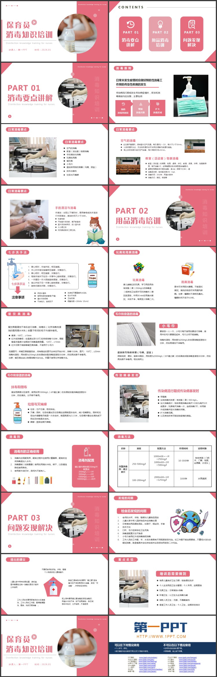 红色简约保育员消毒知识培训PPT模板