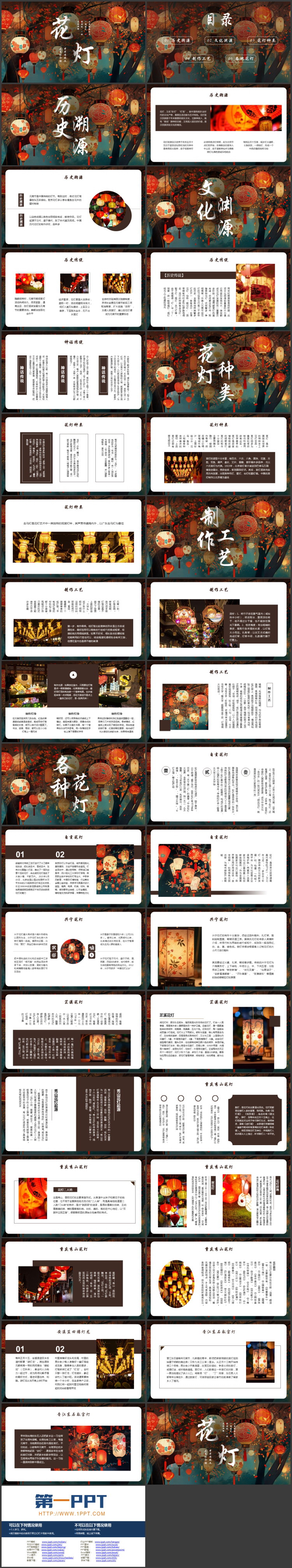 精美插画风中国传统文化花灯介绍PPT模板