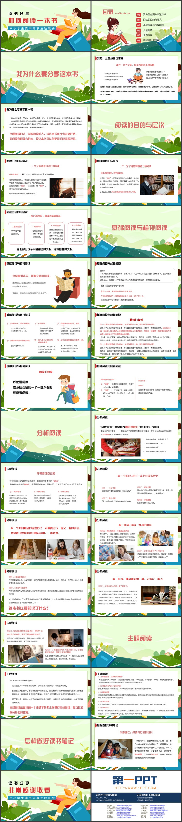 多彩卡通风格的《如何阅读一本书》读书分享PPT下载