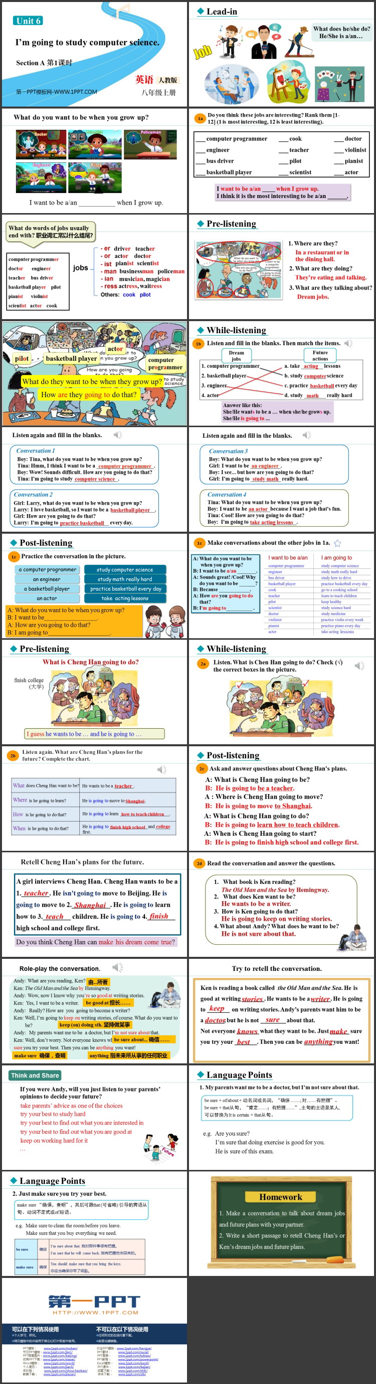 《I\m going to study computer science》SectionA PPT课件下载(第1课时)