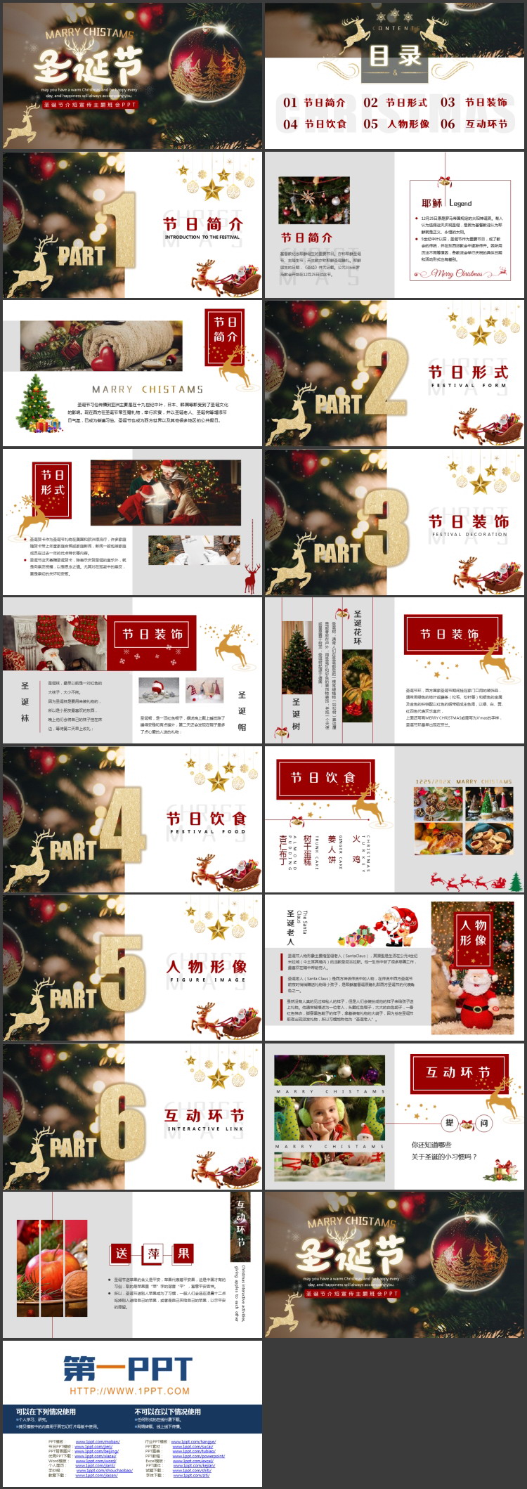 圣诞树背景的圣诞节介绍宣传主题班会PPT模板