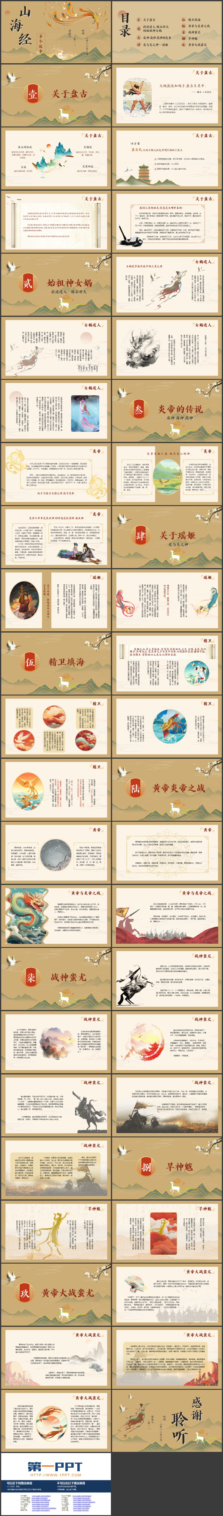 国潮群山背景的《山海经》神话故事赏析PPT下载
