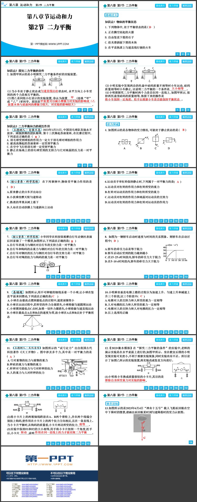 《二力平衡》运动和力PPT精品免费课件