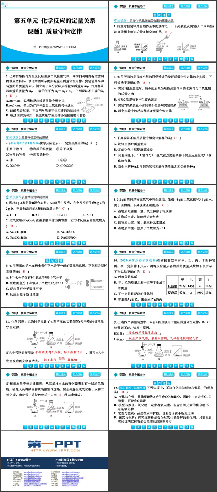 《质量守恒定律》化学反应的定量关系PPT教学课件