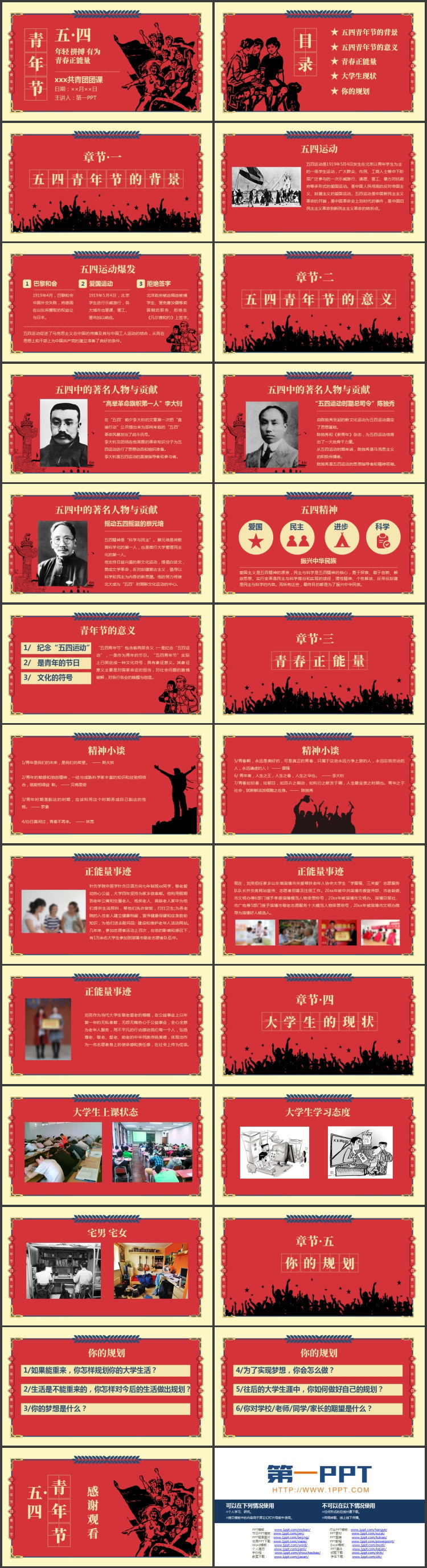 红色劳动者背景的五四青年节共青团团课PPT模板