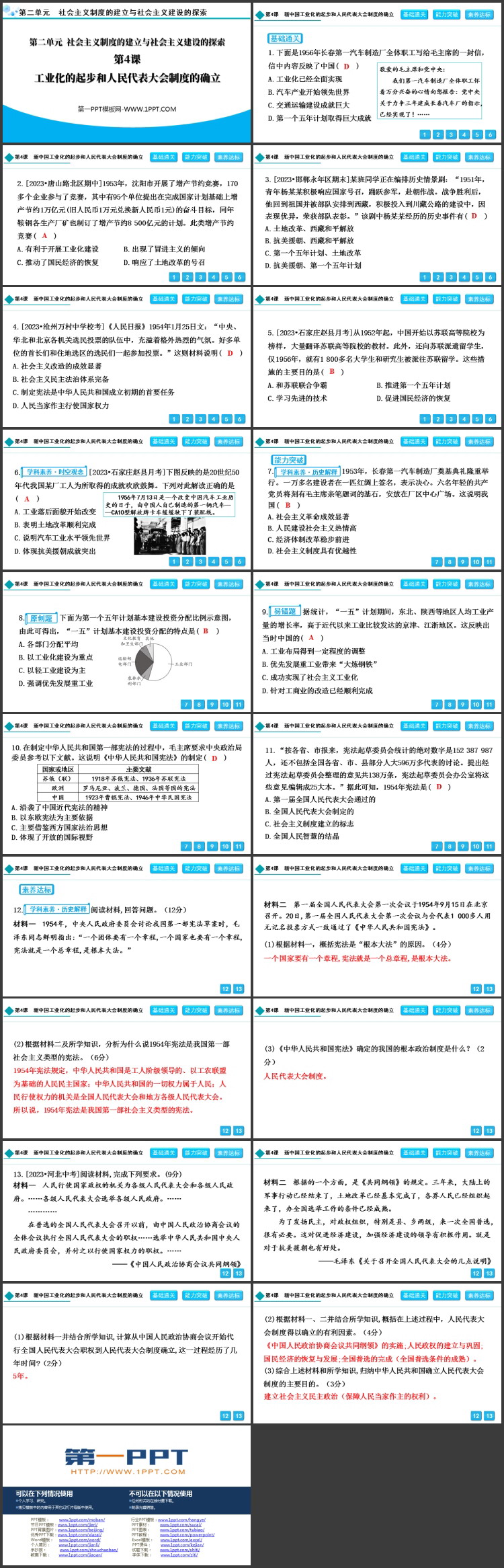 《工业化的起步和人民代表大会制度的确立》PPT免费课件下载