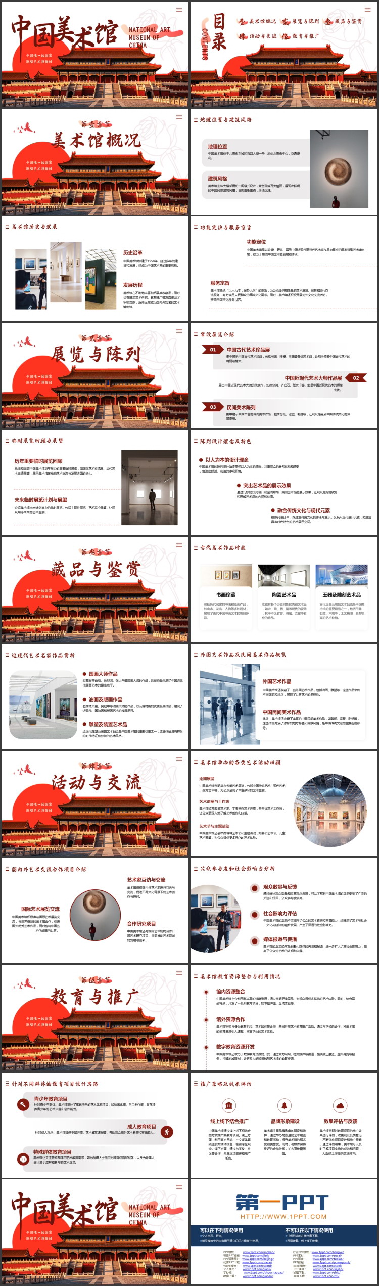 故宫古建筑背景的中国美术馆宣传介绍PPT模板