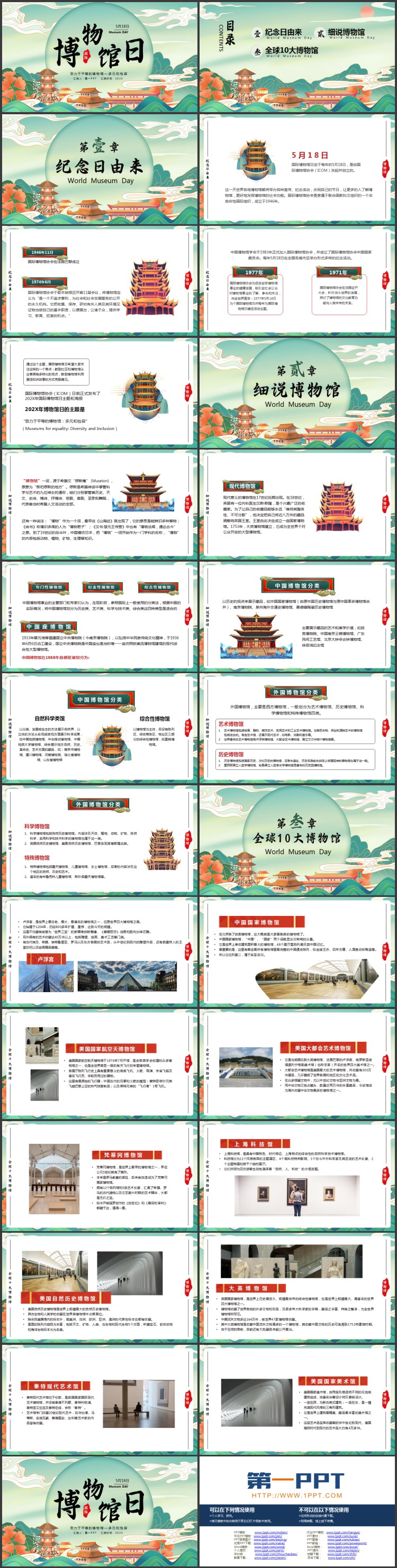 国潮风国际博物馆日介绍PPT模板