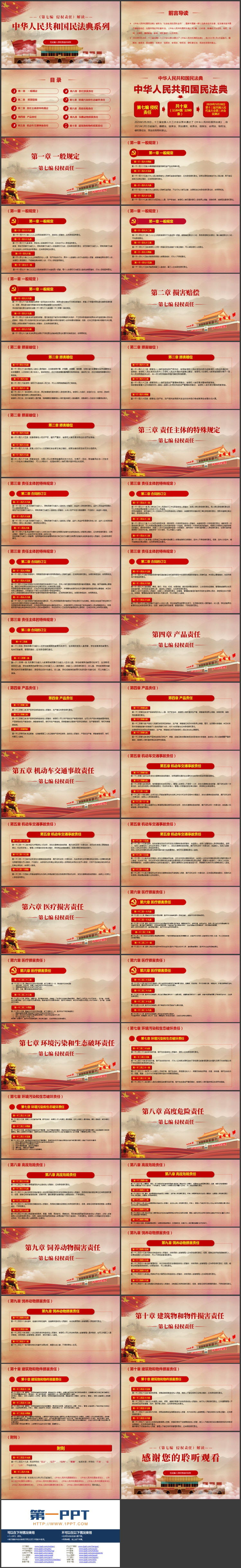 红色天安门背景的中华人民共和国民法典系列PPT模板
