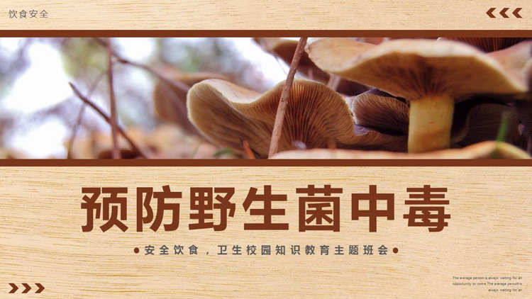 褐色“预防野生菌中毒”安全饮食卫生校园知识教育主题班会PPT模板下载