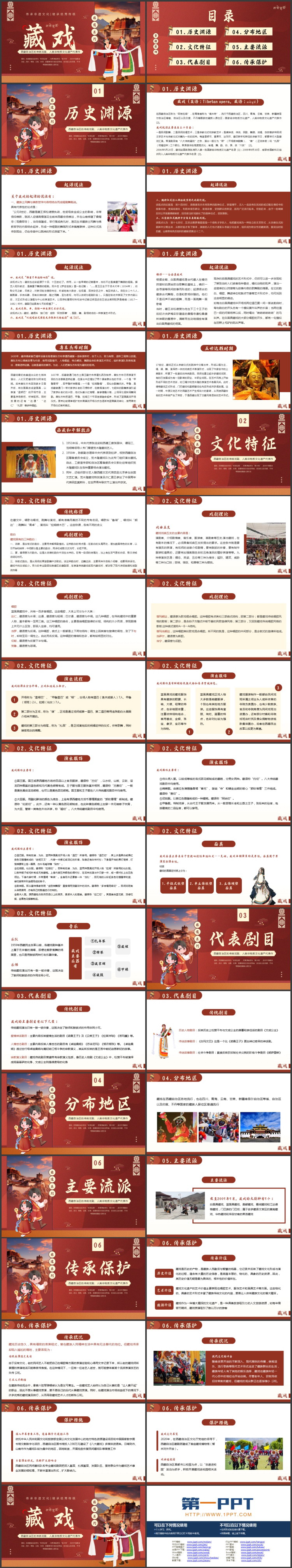 红色布达拉宫背景的藏戏非遗文化介绍PPT模板