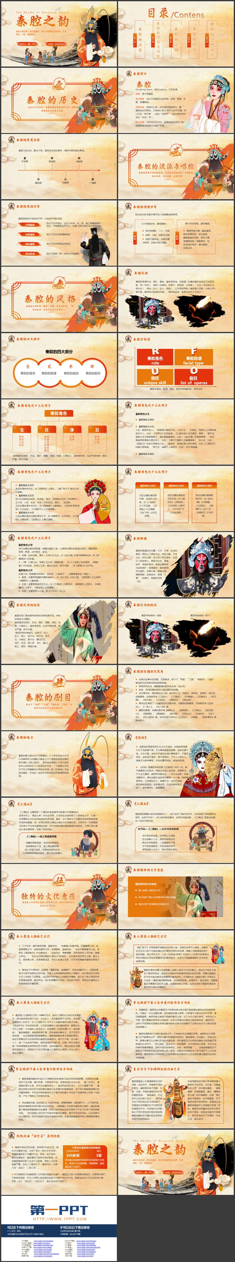 古典戏曲人物背景的“秦腔之韵”戏曲文化介绍PPT模板