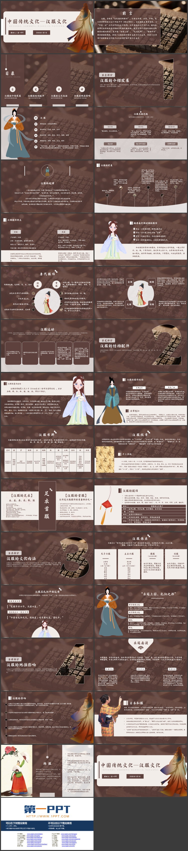 褐色中国传统文化汉服文化宣传介绍PPT模板