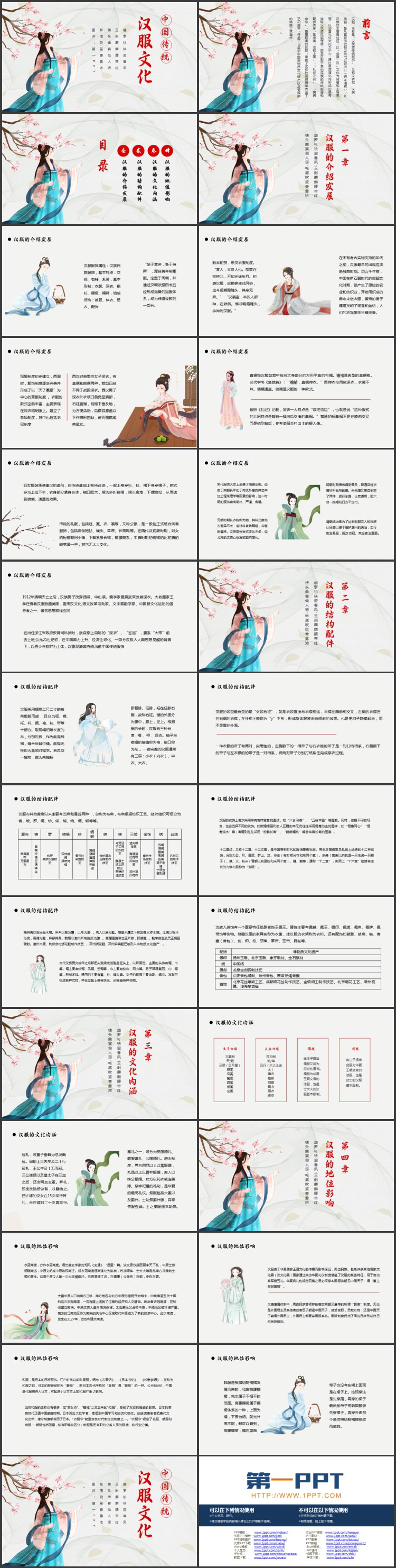古装女孩背景中国传统汉服文化PPT模板