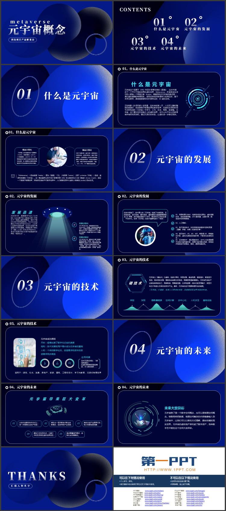 蓝色元宇宙概念科技项目产品解说会PPT模板