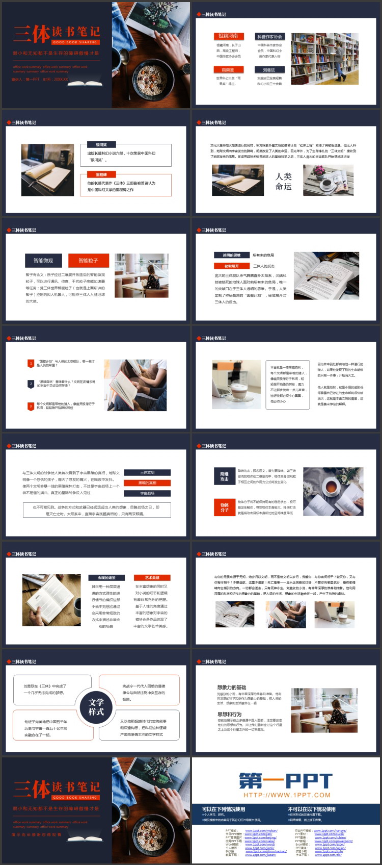 蓝色《三体》读书笔记读书分享PPT下载
