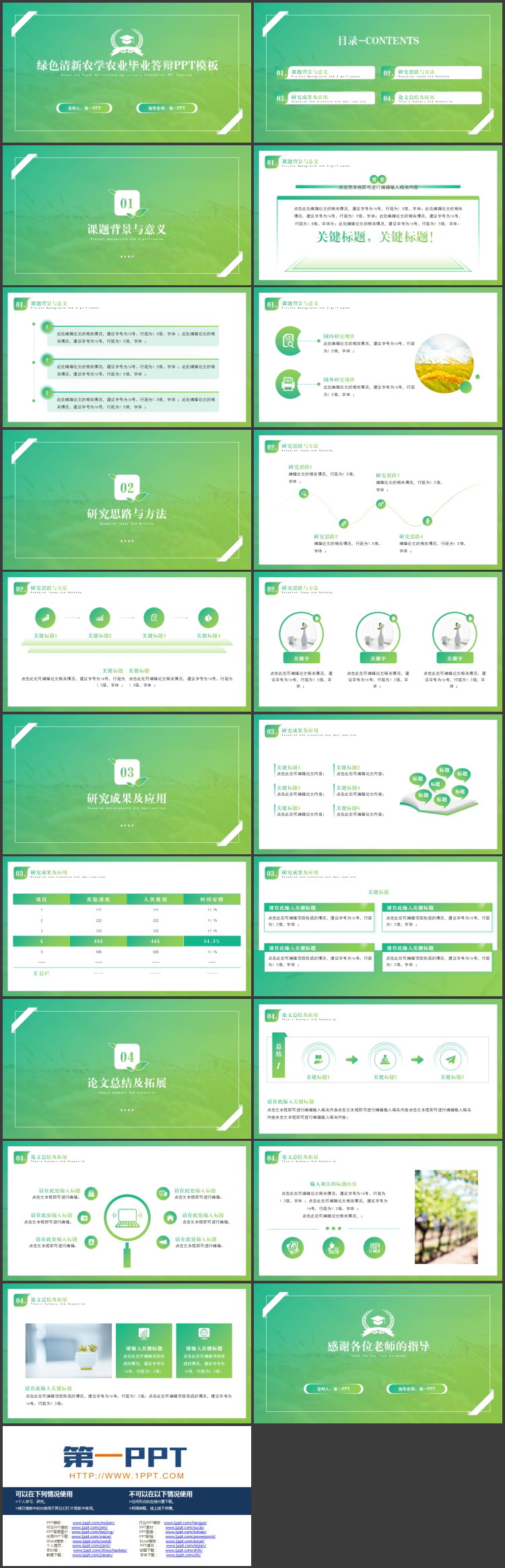 绿色清新农学农业毕业答辩PPT模板下载