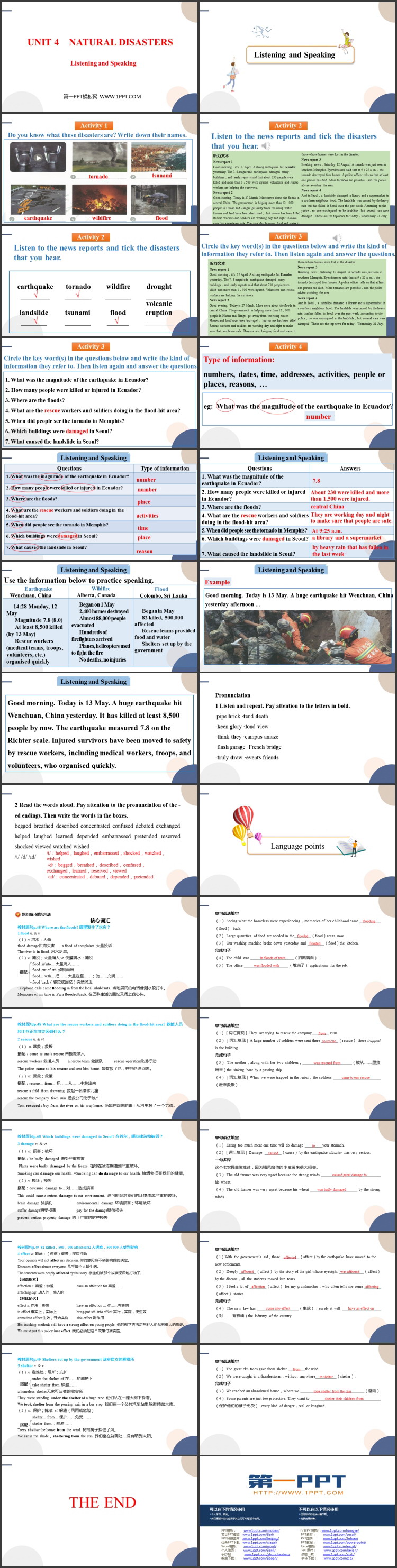 《Natural Disasters》Listening and Speaking PPT课件下载