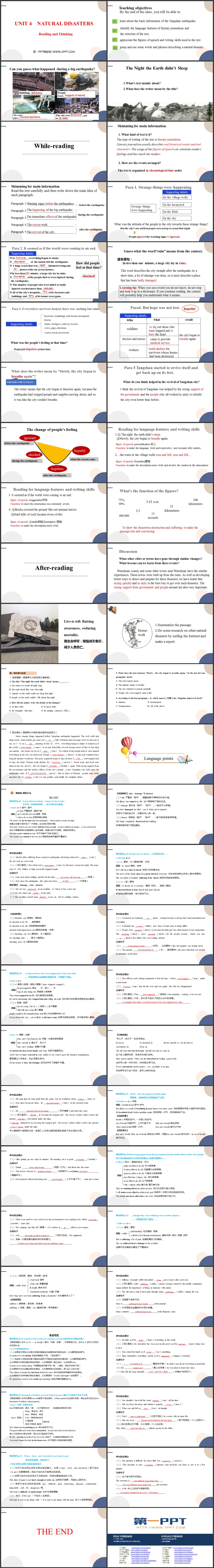 《Natural Disasters》Reading and Thinking PPT课件下载