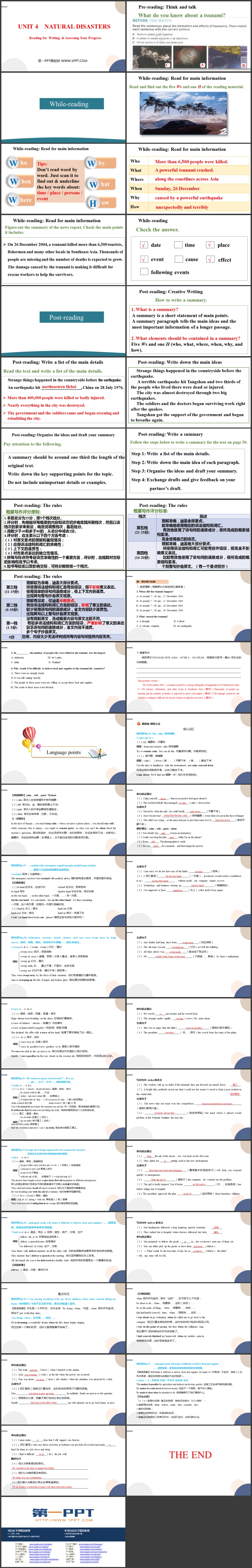 《Natural Disasters》Reading for Writing&Assessing Your Progress PPT课件