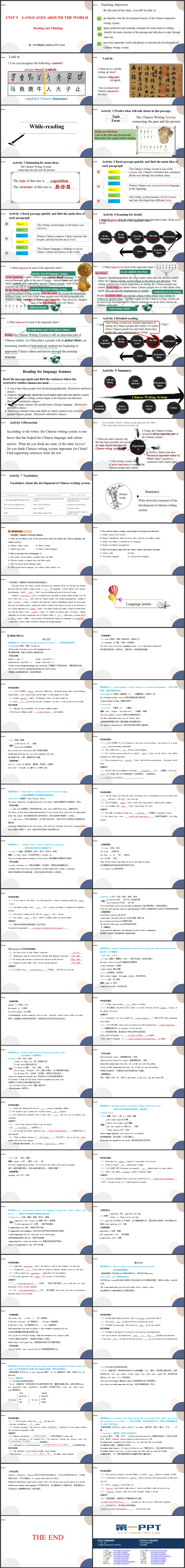 《Languages Around The World》Reading and Thinking PPT教学课件