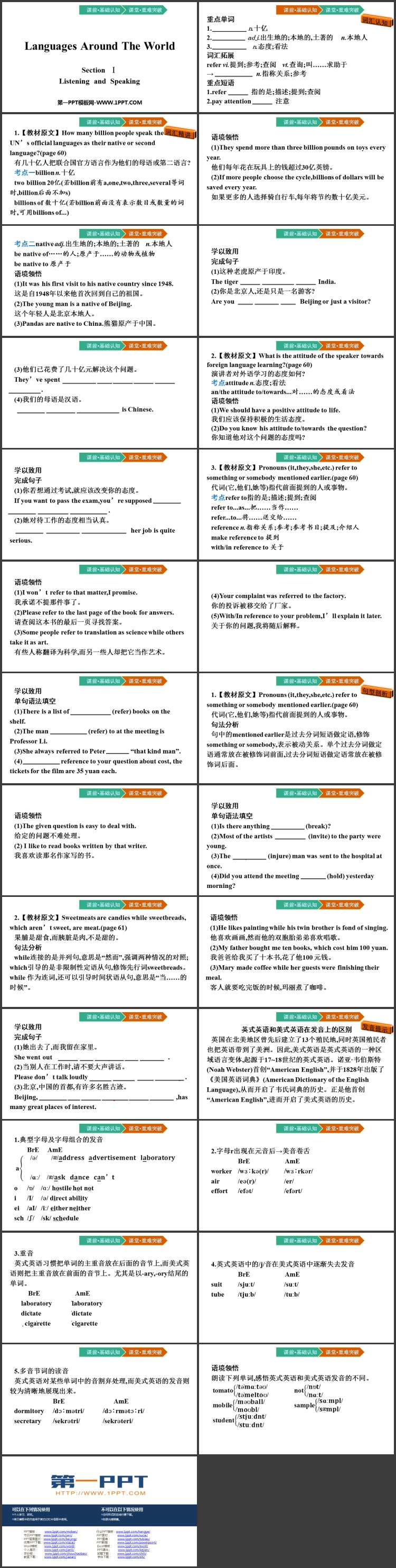 《Languages Around The World》SectionⅠ PPT课件