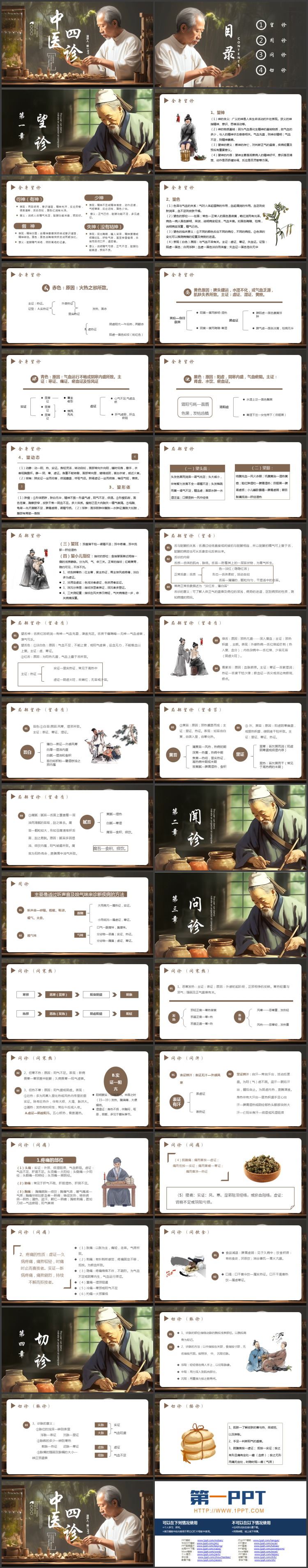 老中医背景的中医四诊中医文化宣传PPT模板
