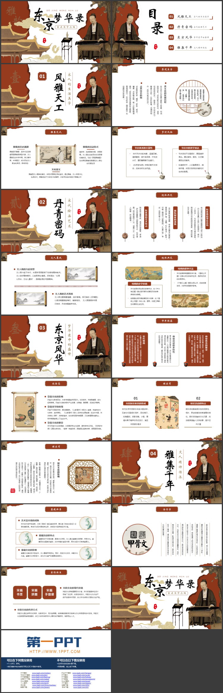 古典国画背景的《东京梦华录》读书笔记PPT下载