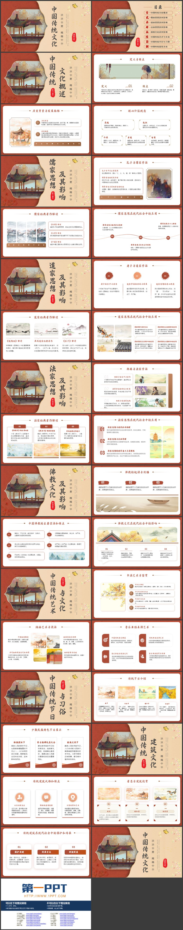 古典中国风背景的中国传统文化宣传介绍PPT模板