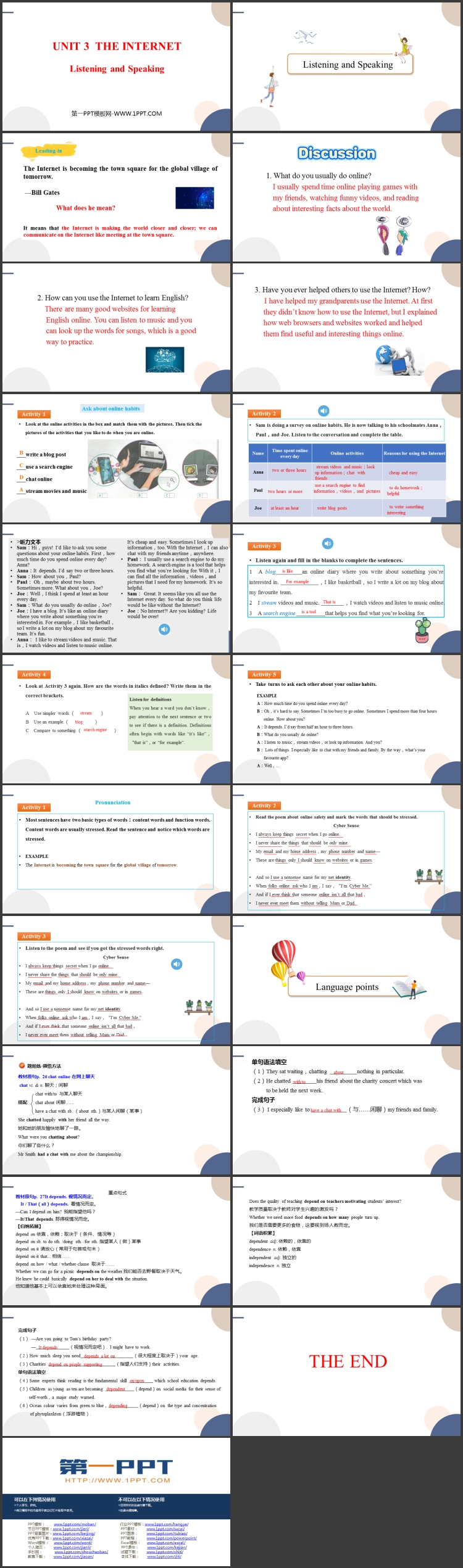 《The Internet》Listening and Speaking PPT教学课件