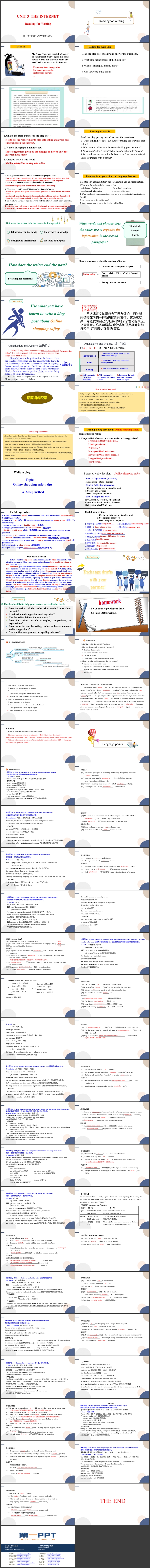 《The Internet》Reading for Writing PPT教学课件