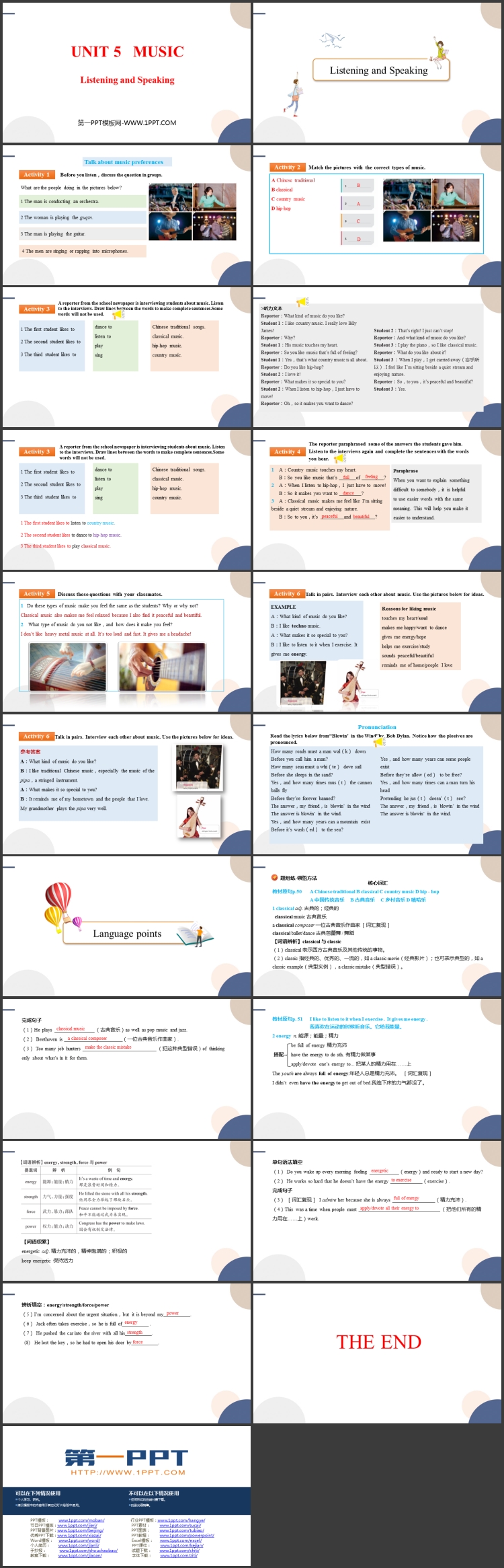 《Music》Listening and Speaking PPT教学课件