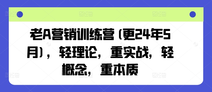 老A营销训练营(更25年3月),轻理论,重实战,轻概念,重本质