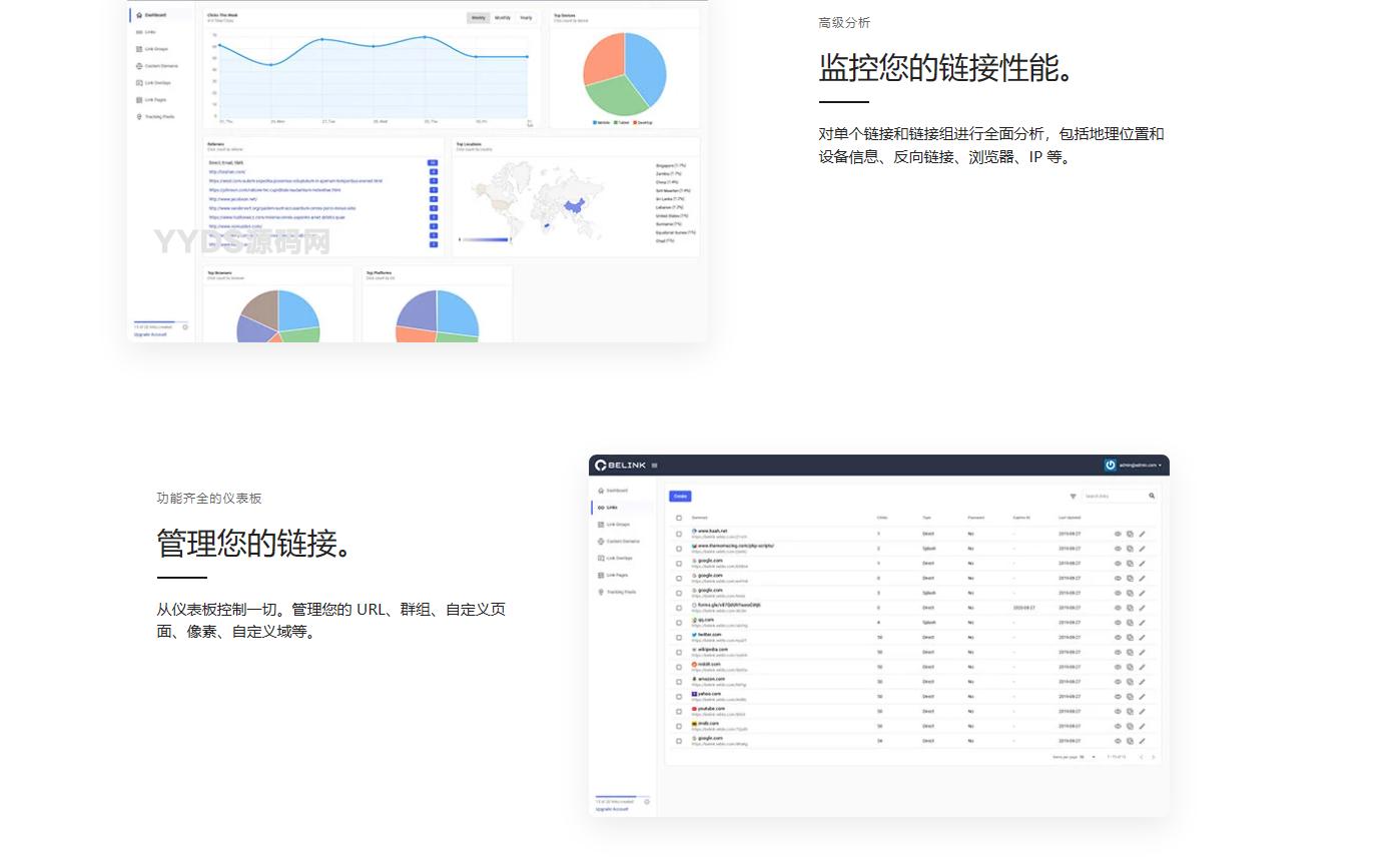 BeLink缩短链数字名片系统-仿link3风格网站源码