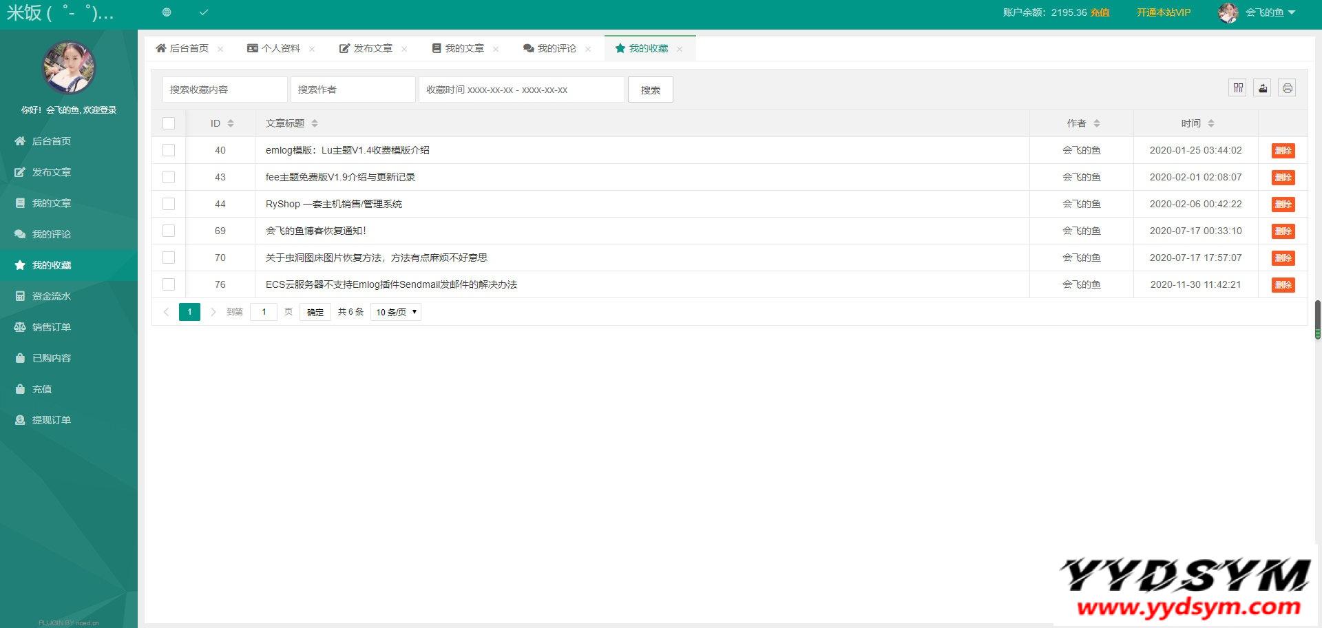 emlog独立会员中心模板源码 UserEmlog Ver:1.0